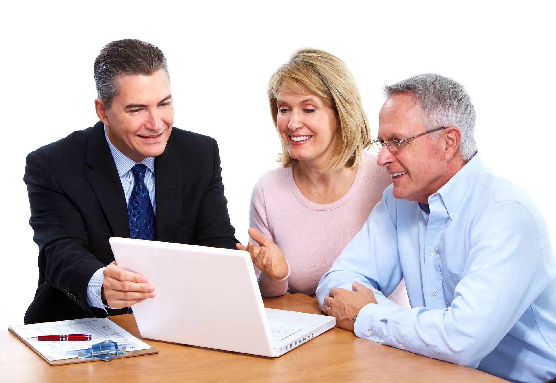 Senior couple with financial adviser.