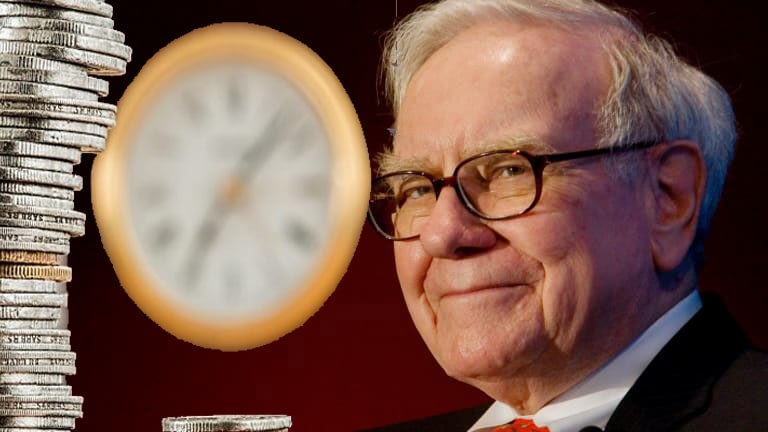 buffet with coins and clock